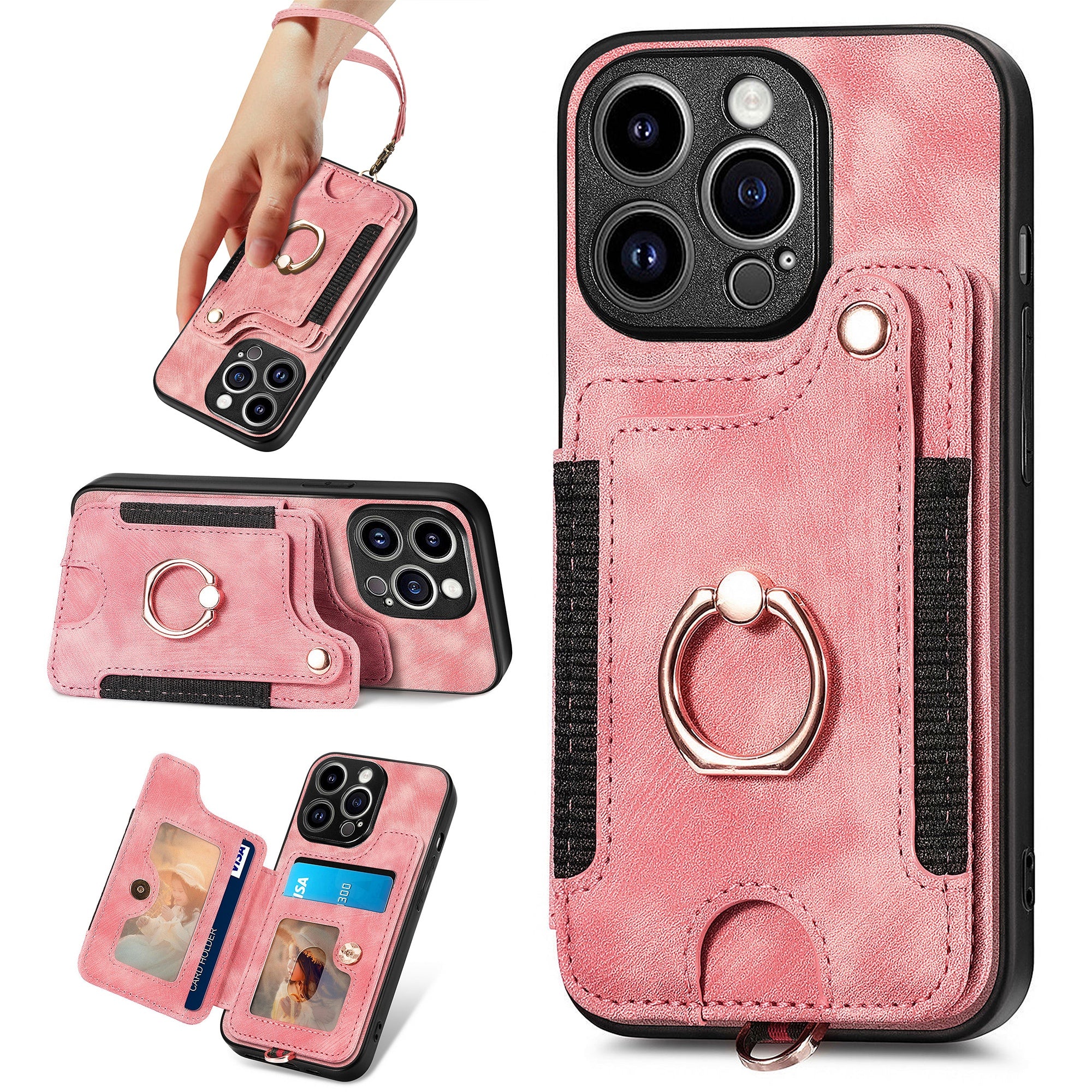 D4 For iPhone 15 Pro Case RFID Blocking Card Slots Retro PU+TPU Phone Cover D4 For iPhone 15 Pro Case RFID Blocking Card Slots Retro PU+TPU Phone Cover